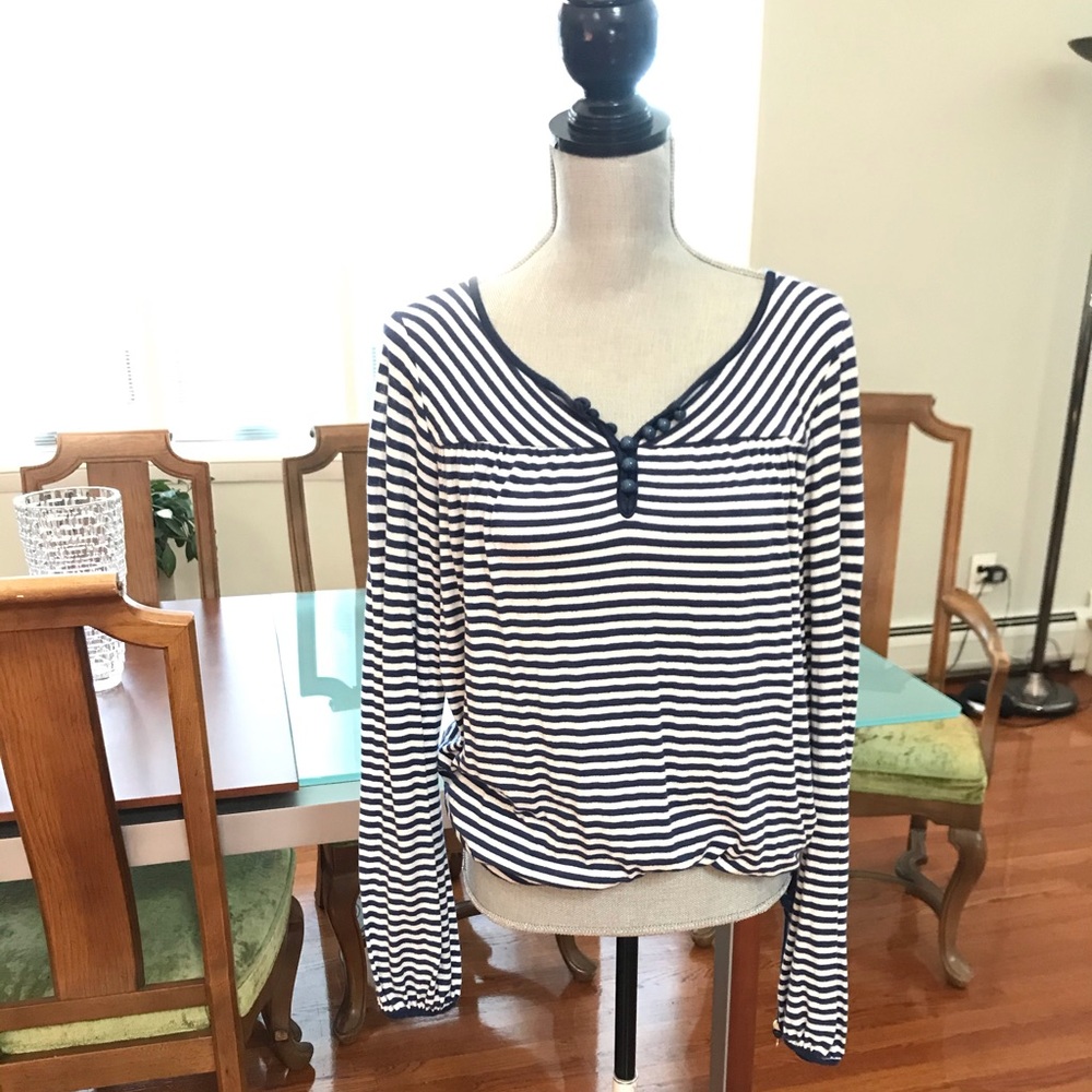 Ella Moss flowy striped, long-sleeved top, L